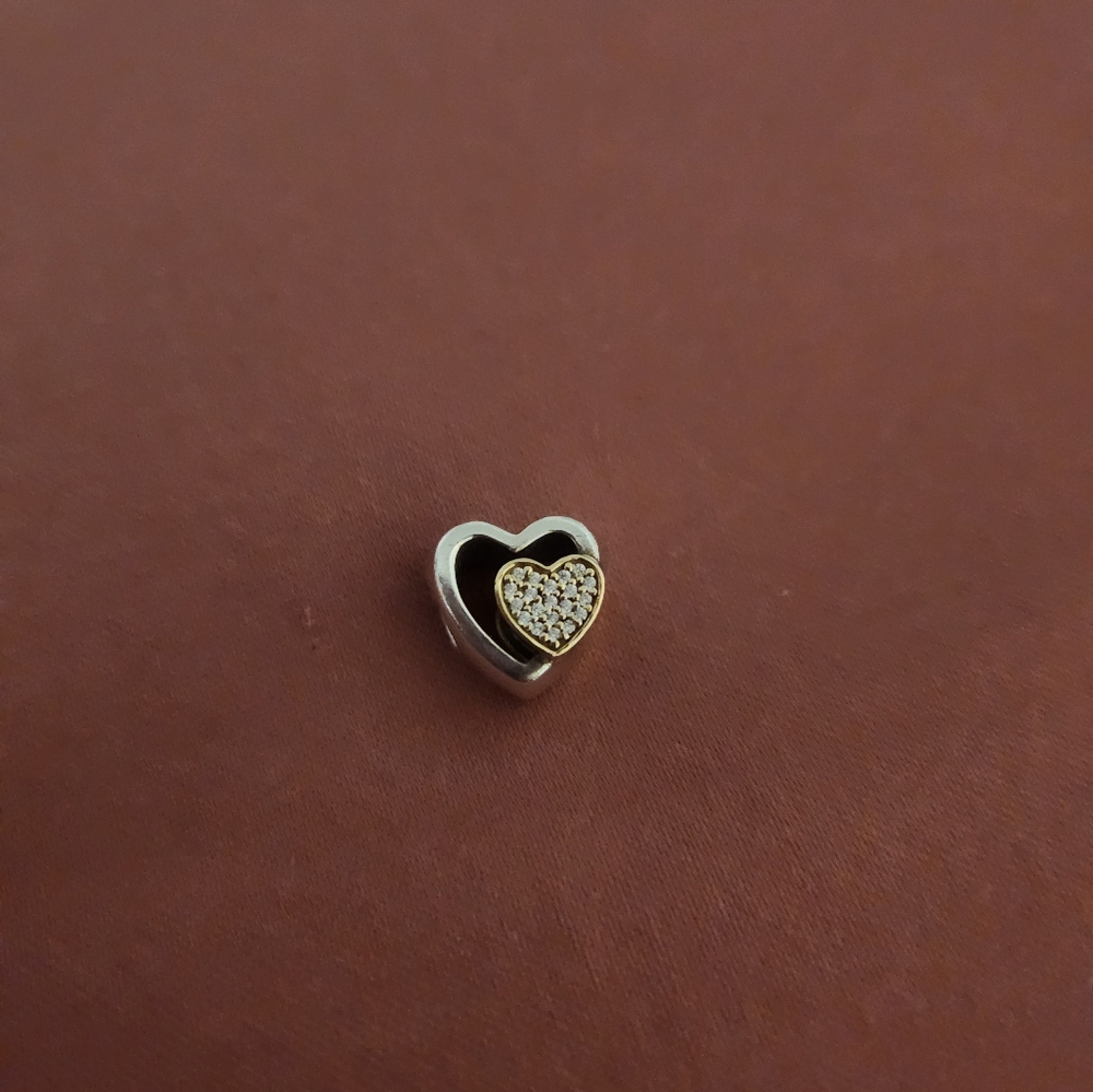 Silver Heart Charm with Gold Accent
